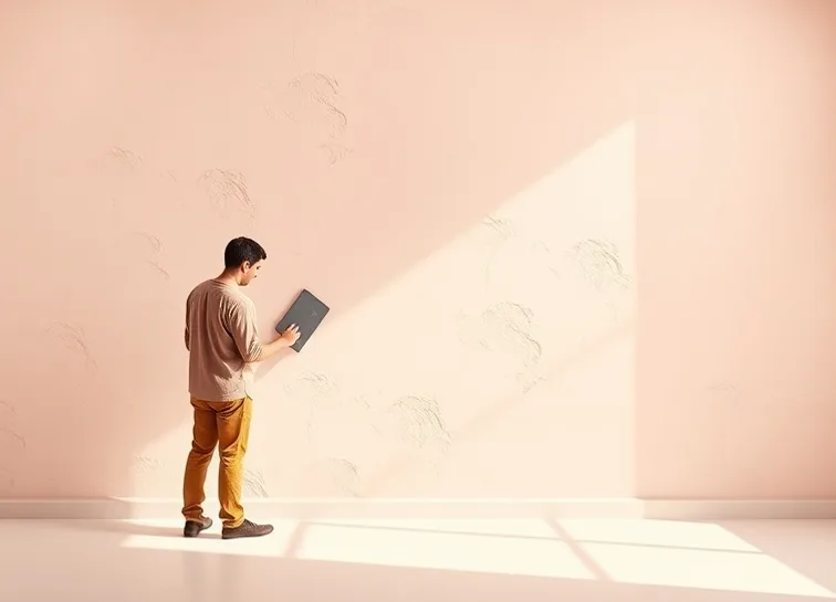 Application d'un enduit décoratif à la lisseuse sur un mur